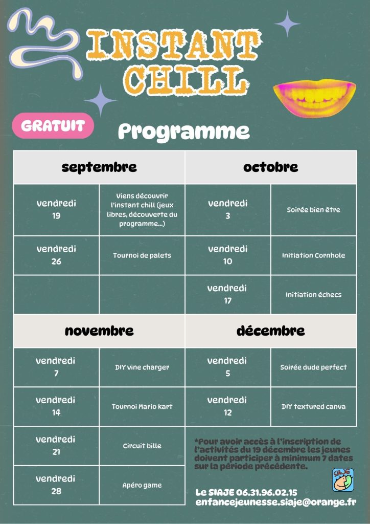 PROGRAMME L'INSTANT CHILL 12.09.2025